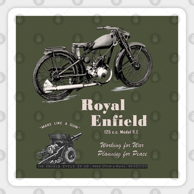 Royal Enfield WD/RE Retro Vintage Motorcycle WW2 Magnet by Jose Luiz Filho